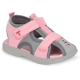 TUSKEY Colour Blocked Velcro Closure Sandals - Pink & Grey-image-92