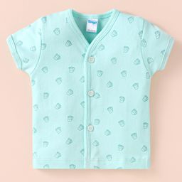 Tango Interlock Knit Half Sleeves Jhabla with Mug Print - Aqua Blue-23