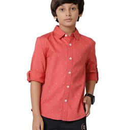 Under Fourteen Only Cotton Woven Half Sleeves Abstract Printed Shirt - Red-image-6