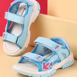 Cute Walk by Babyhug Velcro Closure Sandals With Arrow Applique - Blue-image-90