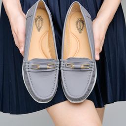 Shoetopia Metal Applique Detailed Loafers - Grey-image-101
