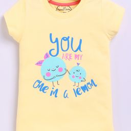 Parrot Crow Cotton Knit Short Sleeves You Are My One In A Lemon Text Printed Tee - Lemon Yellow-15