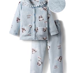 Mark & Mia Full Sleeves Winter Wear Night Suit With Panda Print - Light Blue-picture-39
