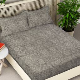 Myntra Elegant Homes Taupe & Grey Printed Woollen 300 TC King Bedsheet Set 2.5 m x 2.25 m-image-12
