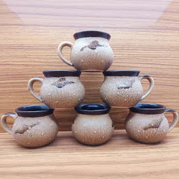 laghima jadon Brown 6 Pieces Textured Ceramic Matte Mugs-54