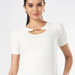 Annabelle by Pantaloons Women Solid Round Neck Top-image-96