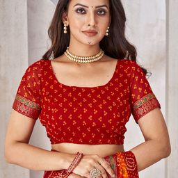 Anouk Rustic Pure Chiffon Bandhani Saree image 5