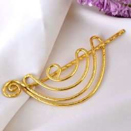 Silvermerc Designs Golden Brass Metal Half Infinity Hair Barrette With Stick-image-7