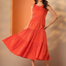 Libas Women Round Neck Cotton Fit and Flare Midi Dress-image-17