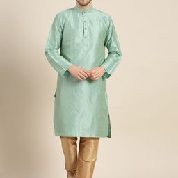 SOJANYA Men Sea Green Regular Kurta with Churidar-picture-51