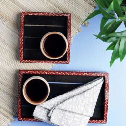VarEesha Tribal Society Brown Mango Wood Serving Tray - Set of 2-image-91