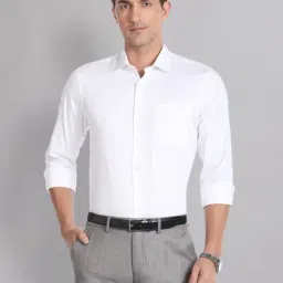 AD by Arvind White Regular Fit Self Design Shirt-image-38
