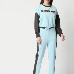 Blamblack Blue Cotton Graphic Print Top With Pants-image-36