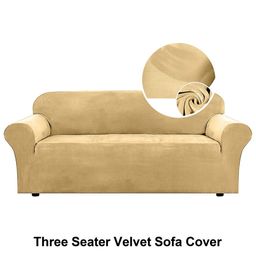 Myntra Elegant Homes Beige Solid Velvet 1 Piece Sofa Cover With Arms-image-64