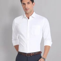 AD by Arvind White Regular Fit Textured Shirt-picture-8