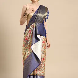 DIVASTRI Kalamkari Zari Silk Blend Muga Saree-picture-5