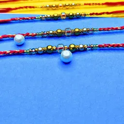 ORANGENYSHA Set Of 6 Artificial Beaded Cotton Thread Rakhis image 3