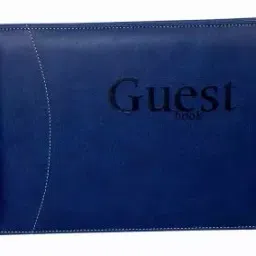 Sukeshcraft Pu Guest Notebook White and Grey Paper Print Navy Blue-picture-8