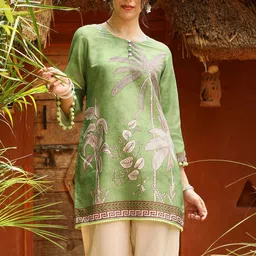 QISSA Women Floral Printed Regular Pure Cotton Kurti with Trousers & With Dupatta-picture-21