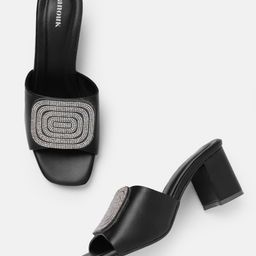 Anouk Block Heeled Sandals with Western Embellishment Detailing-28