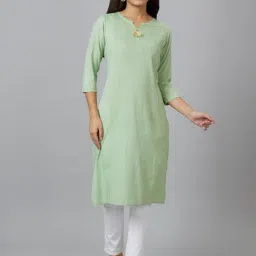 Globus Pista Green Straight Kurta-image-25