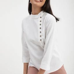 Fablestreet White Linen Relaxed Fit Top-image-38