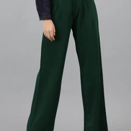 Kotty Dark Green Regular Fit High Rise Trousers-image-82