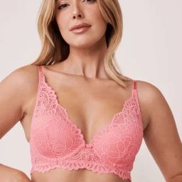 La Vie En Rose Pink Lace Work Demi Cup Bra-image-72