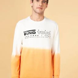 YU by Pantaloons Orange & White Cotton Regular Fit Printed Sweatshirt-image-11