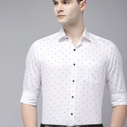 Arrow Manhattan Slim Fit Opaque Printed Pure Cotton Formal Shirt-image-78