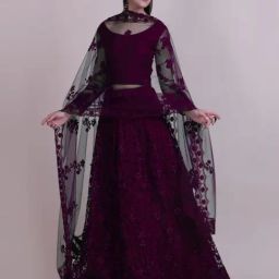 Atsevam Purple Embroidered Semi-Stitched Lehenga Choli Set With Dupatta-picture-18