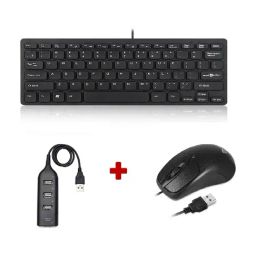Enter Typist Mini Wired Keyboard + Eternal Wired Mouse + U4P USB Hub Combo Set (Black)-image-1
