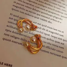 Celestique Pearls Studded Contemporary Shaped Double Sided Korean Studs-21
