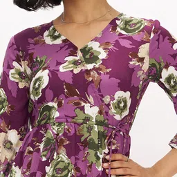 AASK Women's Polyester Printed Wine Color Regular Top image 5
