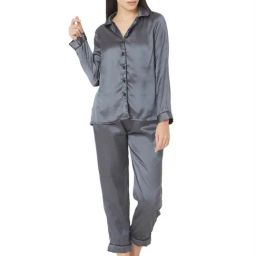 Smarty Pants Dark Grey Satin Print Shirt With Pyjamas-image-70