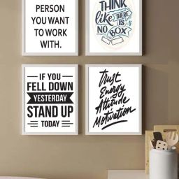 Art Street Black Engineered Wood Motivational Poster Be The Person You Want To Work Art-Set of 4-picture-34