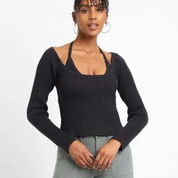 Forever 21 Black Cotton Striped Top-image-91