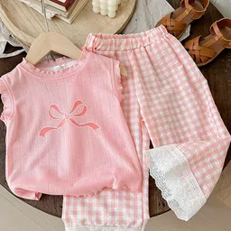 YK Girls Printed Top With Trouser Clothing Set-image-15