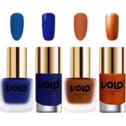 VOLO Set Of 4 Velvet Matte & Extra Shine Nail Polish-8 ml & 9.9 ml Each Shades 19-35-66-60-4