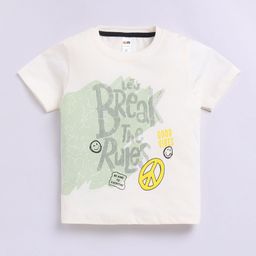 LITTLE NINJA Boys Typography Printed Round Neck Cotton T-shirt-90