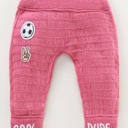 Babyhug Knitted Full Length Pajama Ball Patch - Pink-image-90