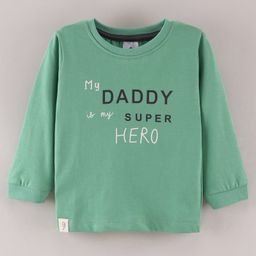 Ollypop Cotton Knit Full Sleeves T-Shirt Text Printed - Green-picture-24