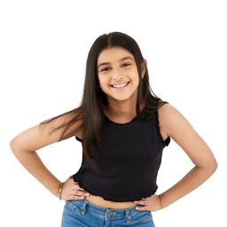 Olele Sleeveless Solid Crop Top - Ebony Black-image-95