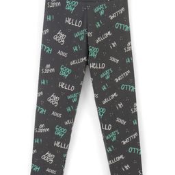 Pine Kids Stretchable Cotton Bio Washed Full Length Leggings Text Print - Dark Shadow-image-26