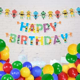 Untumble Robot Theme Letter Bunting Birthday Decoration Kit With Shape Bunting & Balloons - Pack of 42-image-65