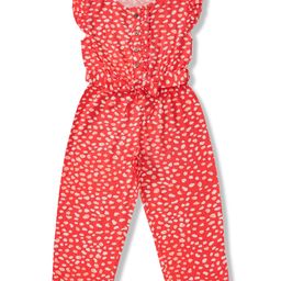 JusCubs Cap Frill Sleeves Polka Dot Printed Cotton Jumpsuit - Red-picture-9