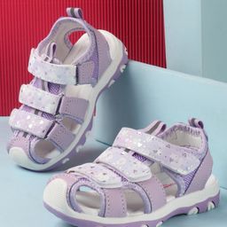 Cute Walk by Babyhug Slip On Hearts Printed Sandals with Velcro Closure - Purple-image-50