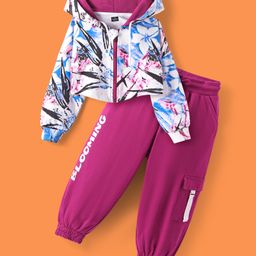 Ollington St. 100% Cotton Printed Full Sleeves Zipper Hoodie & Joggers - Burgandy-image-76