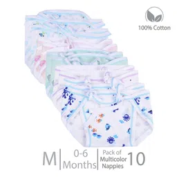 chrish Chirsh Baby Cloth Nappies With String New Born Washable Reusable Cotton Cloth Diapers/ Nappies Pack Of 10 (0-6 Months) Medium - Multicolor-picture-19