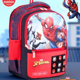 Play Nation Marvel Backpack With Spiderman Graphics & Tic-Tac-Toe Game Red- Height 16 Inches-23